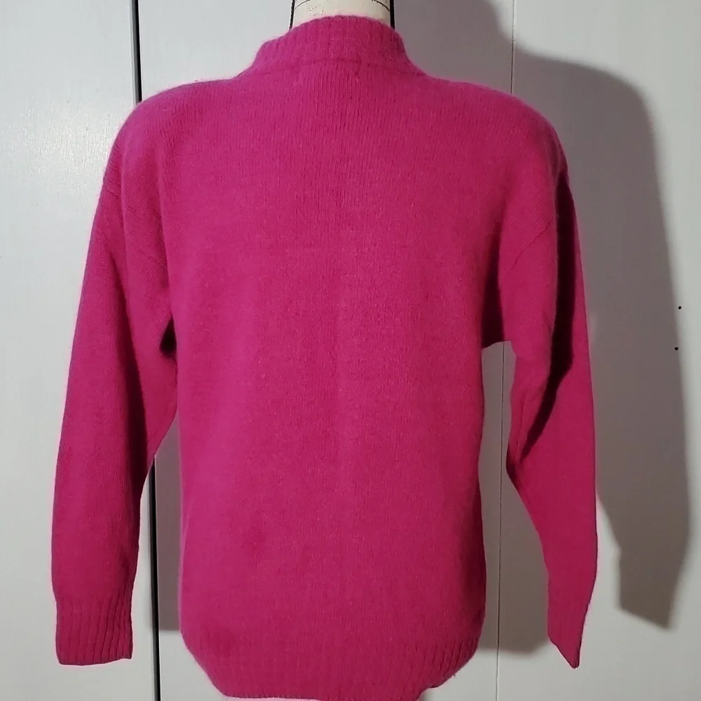 Lydia Jane| Womens Pink Ultra Soft Lambswool & Angora Crew Sweater Preppy Sz.L